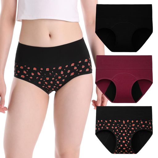 [INNERSY]サニタリーショーツレディース生理用ショーツ下着吸水ショーツハイウエスト綿生理用パンツ女..