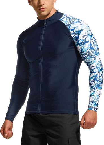 [テスラ]ラッシュガードメンズ長袖フルジップパーカースイムウェアUVカットUPF50+吸汗速乾ストレッチ日..