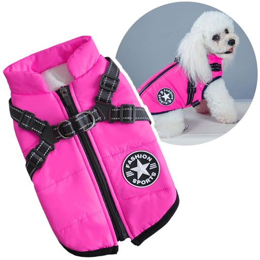 Oncpcare犬服一体型綿入れを牽引する犬ベスト綿服コート猫小型犬中型犬服お散歩軽量着脱簡単秋冬防寒防水ジャケット暖かいペット服