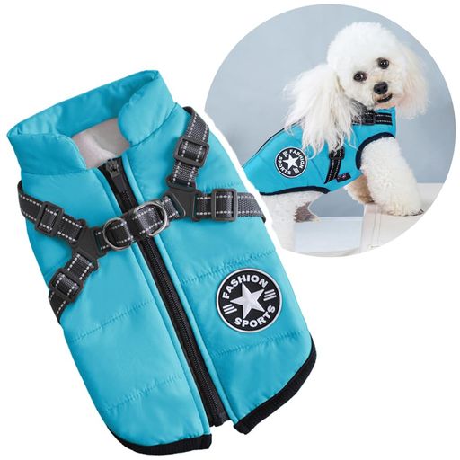 Oncpcare犬服一体型綿入れを牽引する犬ベスト綿服コート猫小型犬中型犬服お散歩軽量着脱簡単秋冬防寒防水ジャケット暖かいペット服