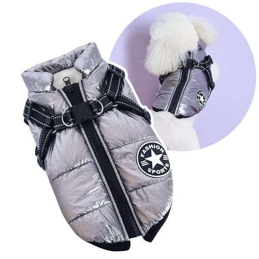 Oncpcare犬服一体型綿入れを牽引する犬ベスト綿服コート猫小型犬中型犬服お散歩軽量着脱簡単秋冬防寒防水ジャケット暖かいペット服