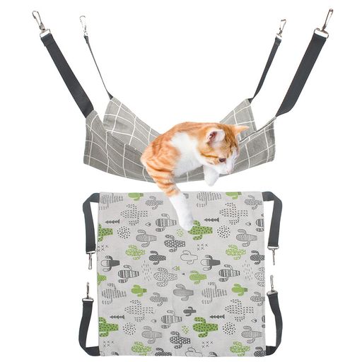 2枚入猫ハンモックハムスターハンモックメタルバックル付き小動物昼寝ハンモック夏用27*27cm通気性ぶら..
