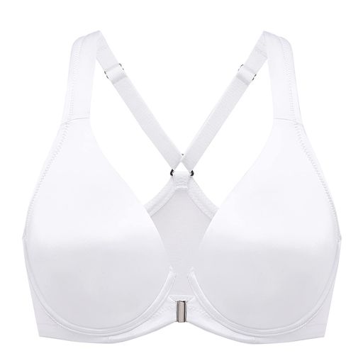 [DELIMIRA]フロントホックブラジャーレディース大きいサイズサテン質感ワイヤー入りパッドなしTシャツ..