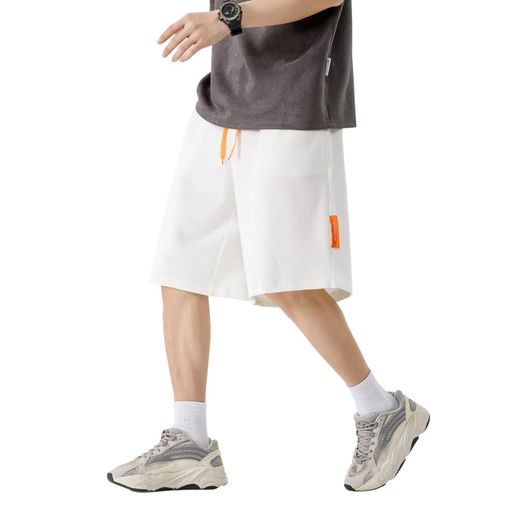 [ORBU]ショートパンツメンズビッグサイズスポーツトレーニングフィットネス短パンカラー調整紐ダブルポケットパーライト綿スポーツファッションカジュアルウェアハーフパンツ(ホワイ…