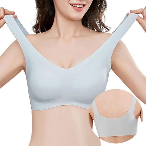 [veimia]ナイトブラノンワイヤーブラジャーシームレスブラ肌を自由に呼吸させ固定式の水滴型カップで胸..