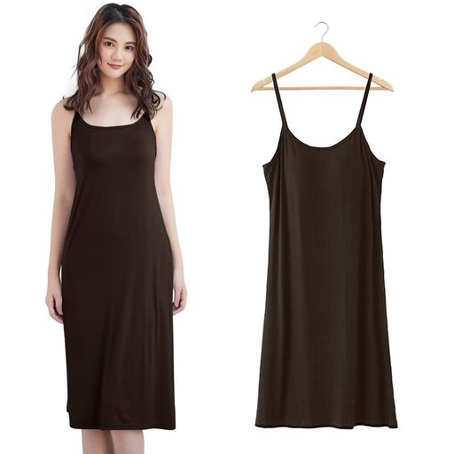 [PALAME]ペチコートワンピースモダールレディース【体のラインを美しく見せ・鎖骨肌魅せ・接触涼感-5度】スリップインナーワンピース素肌感覚透けない静電気防止高伸縮薄手吸湿通気性…