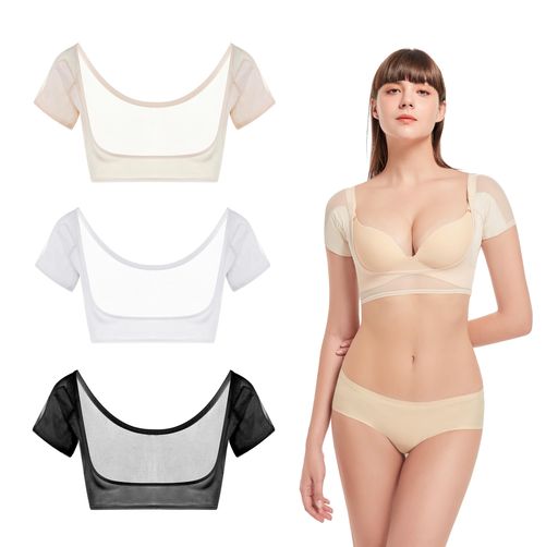 [VAVIICLO]汗取りインナー超極細メッシュベストシースルー半袖肌にやさしい脇パッド付き吸汗速乾耐久消..