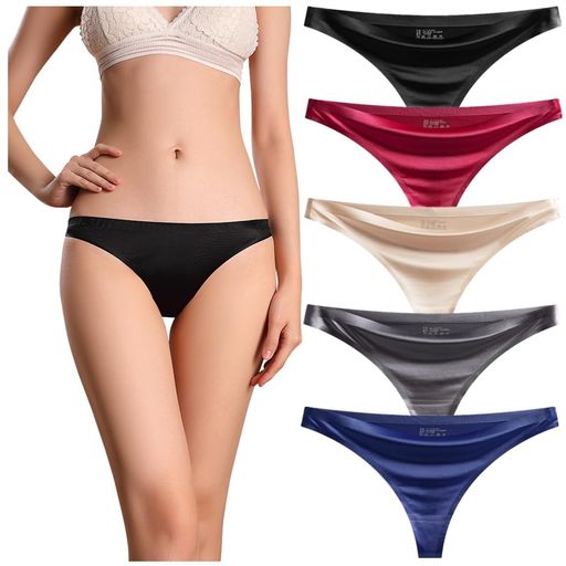 [HINICE]Tバックショーツシームレスレディース光沢セクシーパンティソング無縫製響かないローライズ透けない無地ランジェリー5枚セット(Mサイズ)のサムネイル