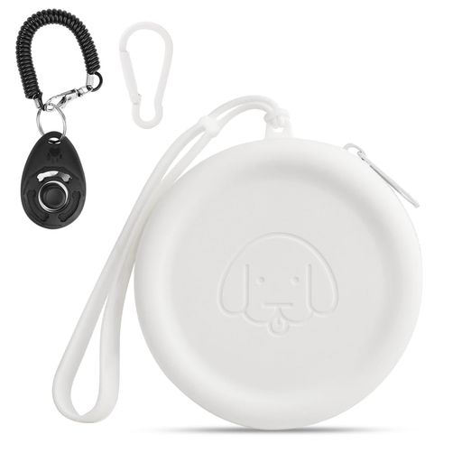 シリコントリーツポーチ犬の訓練用品ツーピースポケットサイズお手入れ簡単ジッパーのデザイン防湿防水犬の散歩用品持ち運びが簡単犬猫ペットのお散歩バッグ(白)