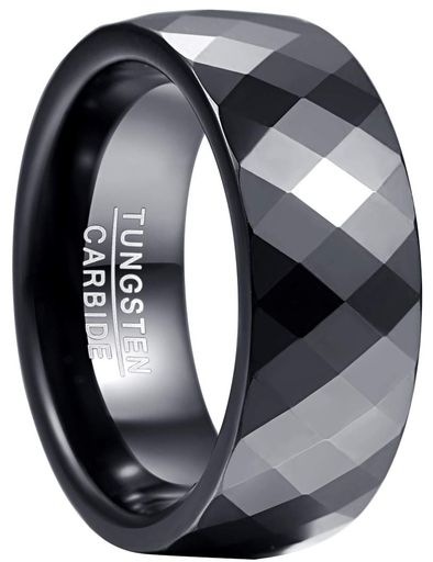 083基地ユニセックス男女兼用リング指輪タングステンカットリングメンズ指輪Ringブラック横幅8mm真空メッキ22号