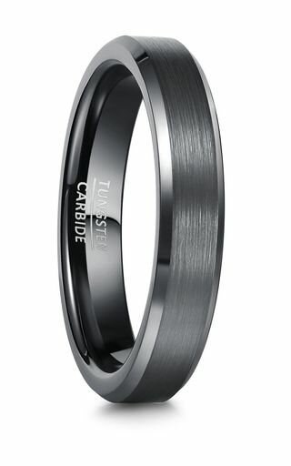 083基地メンズリング指輪タングステンマットラインサイドカット横幅4mmブラック真空メッキ23号