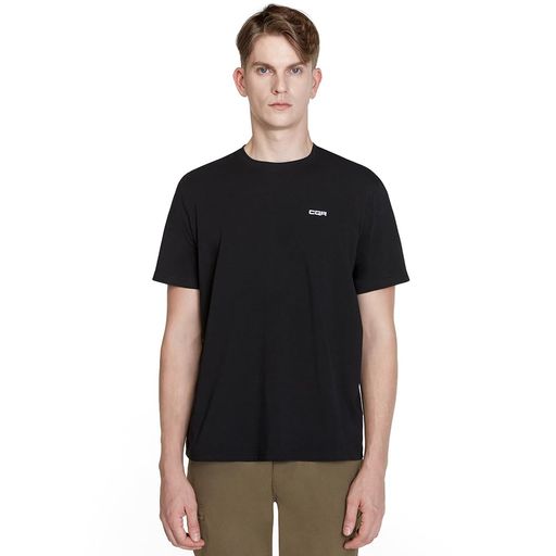 Tシャツメンズ半袖クルーネック吸汗速乾ストレッチ素材柔らかい綿混コットンライト素材着心地快適レギュラーフィット軽量伸縮性カジュアルスポーツトレーニング普段着夏用TOS002-ZZBLK_M