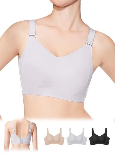 [ヴェーミア]シームレス・小さく見せるブラ【約2カップ小さく見せる・胸を小さく見せるブラ】脇高デザ..