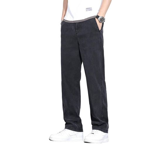 メンズパンツ夏テンセルロング丈軽量ひんやり作業着ズボンワイド涼しいスラックス通気速乾クールボトムス男性ゆったりチノパンカジュアルパンツ無地紳士ビジカジポケット付き(JPアル…