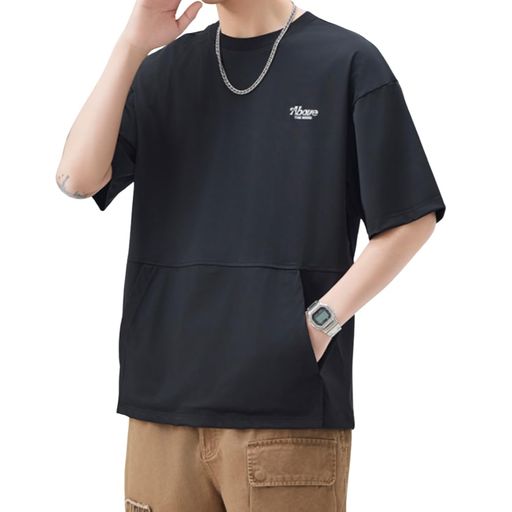 [PenBille]Tシャツ夏服メンズ薄く軽い速乾柔らかい涼しいクルーネックゆったり快適カジュアル速乾性おしゃれトップスファッションblackM