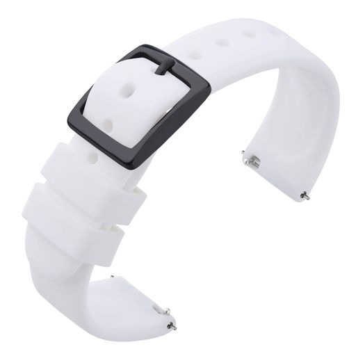 ラグ幅(時計ラグ間のサイズ)18mmの時計に適用します。 肌触りよい良質ラバーで作られいる腕時計ベルト、軽量で、柔らかく水仕事や、ランニングからスイミング、ゴルフ、トライアスロンなど様々なスポーツシーンで活躍します。 クイックリリースバネ棒のレバーをスライドすると、工具を使わずただ指でバンドを装着できます。 マルチカラー(共8色)が用意されています。スタイルや気分、シーンに合わせて、カラーを選択できます。 11つ穴が付き、お手首にフィットのサイズに調整することができます。適合手首囲は130-200mmです。ご参照ください。