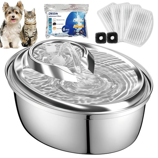 猫水飲み器ORSDAステンレス製3L大容量静音自動給水器多重濾過犬複数のペットに対応循環式湧水式設計2種..