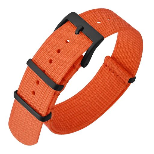 [ANNEFIT]時計ベルト20mm一本通しナイロン時計バンドミリタリー腕時計替えバンドオレンジ/ブラックバックル(2)
