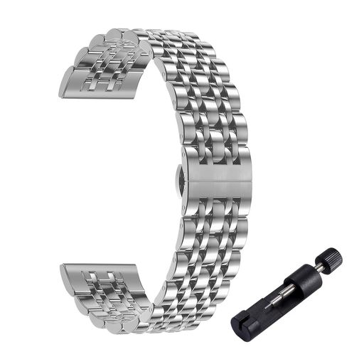 幅広い適用範囲:弊社の製品は幅20mm/22mmしたステンレス製金属交換バンドです。そのため、ラグ幅20ミリ22ミリのスマートウォッチやカジュアルウォッチに対応します。※ご注文前に、バックルのタイプとサイズを確認してください 金属素材:弊社の金属製バンドは高品質の304ステンレス鋼で作られており、真空メッキにより光沢があり、錆びにくく、通気性があり、敏感肌にも安全です。長期間使用しても金属臭がなく、直接水で濯ぐことができます。 クイックリリースバックル:ダブルボタンを備えた高品質のステンレススチール製バックルにより、バンドを素早く解放して着脱簡単です。バンドのサイズは、6.7インチ~9.1インチ(170mm~230mm)の手首にフィットします。バンドの部品を取り外しツールが付属しております、包装中に説明書が付いてます。(寸法には時計の文字盤のサイズが含まれています。手動測定のため、若干の誤差が生じる場合があります)。 適切な幅の選択:20mm/22mmスプリングバーを使用する従来型またはスマートウォッチと互換性があります。
