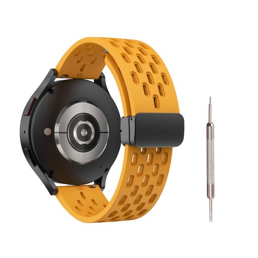 [Jumpsunfun]時計バンド18mmラバー腕時計ベルトマグネットシリコンバンドスマートウォッチ替えベルトイエロー/ブラックバックル