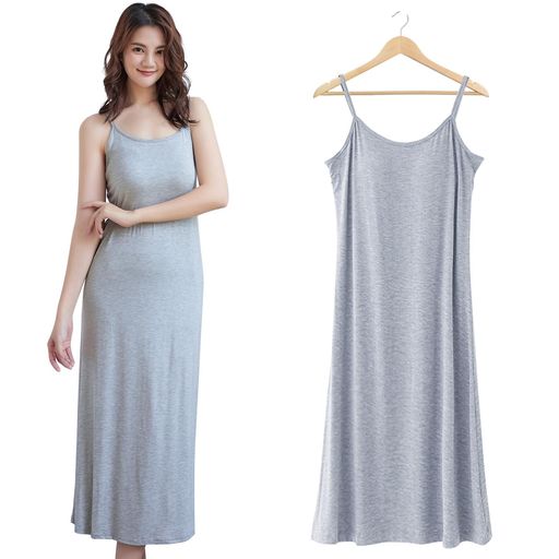 [PALAME]ペチコートワンピースモダールレディース【体のラインを美しく見せ・鎖骨肌魅せ・接触涼感-5度】スリップインナーワンピース素肌感覚透けない静電気防止高伸縮薄手吸湿通気性…