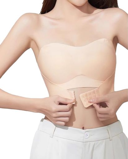 [veimia]ストラップレスブラ【安定感ストラップレスブラ】紐なしブラズレにくい美胸美背取り外し可能肩紐ノンワイヤー高弾性脇高柔らかい美胸美背谷間メイクナーブラジャー結婚式オフ…