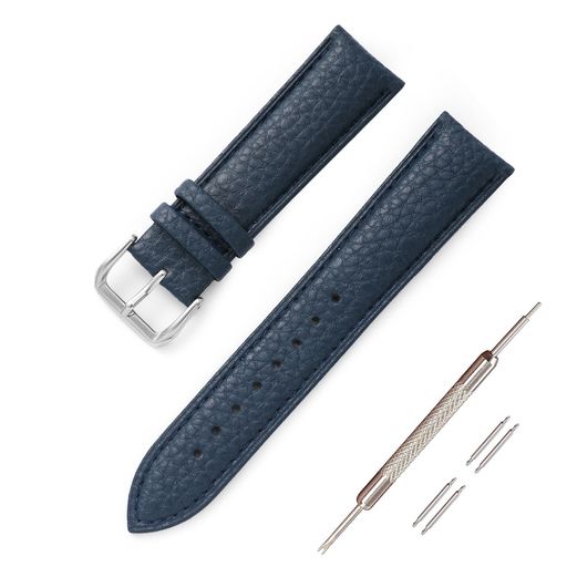 [Jumpsunfun]時計バンド本革時計ベルトカーフレザー腕時計ベルト腕時計替えベル22mm/ネイビー(取説交換工具バネ棒付)