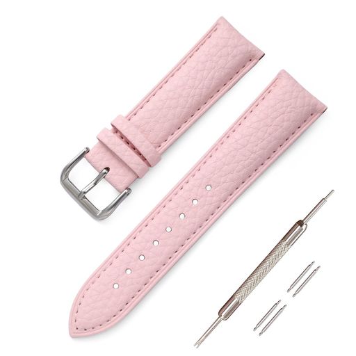 [Jumpsunfun]時計バンド本革時計ベルトカーフレザー腕時計ベルト腕時計替えベル12mm/ピンク(取説交換工具バネ棒付)