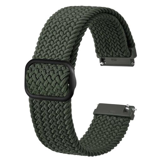 [BISONSTRAP]腕時計ベルト24mm編みナイロン時計バンドQuickRelease伸縮性替えバンドアーミーグリーン/..