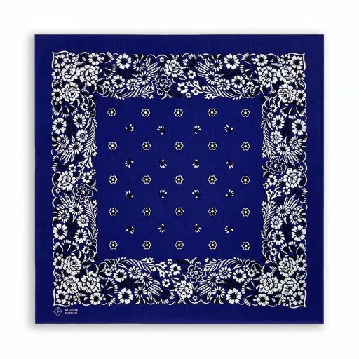 [Trifong]バンダナ綿100%コットンカシューナッツ柄ペイズリーハンカチユニセックス大判55cmx55cm(ブルー)