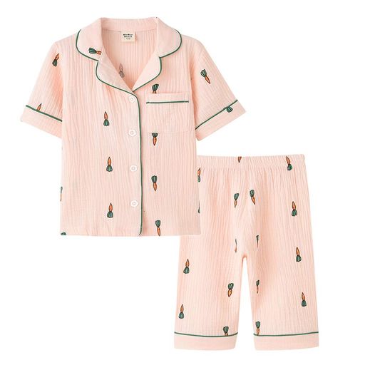 [KISBINI]子供服パジャマ女の子半袖上下セット2点キッズ部屋着普段着ガーゼ綿ガールズ可愛い夏ルームウ..