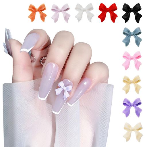 GLOWZENネイルパーツラインストーン3D立体100個のカラフルなリボンのネイルアクセサリーで、指先の甘い..