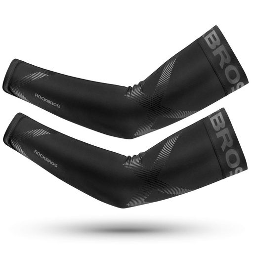 ROCKBROS(ロックブロス)アームカバーメンズ夏アームスリーブ冷感UPF50+日焼け止め吸汗速乾滑り止めアウトドアスポーツゴルフ野球ランニング(ブラック、XL)