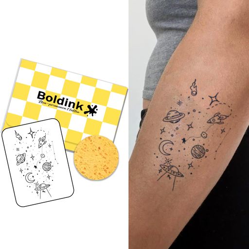 Boldinkタトゥーシール半永久的ジャグアタトゥー2枚セット2週間長持ち防水刺青シール入れ墨シールメンズレディース女性星宇宙