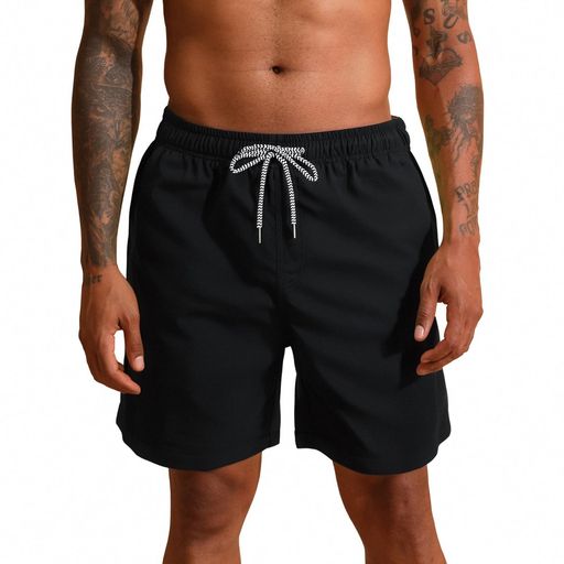 [SUNDAYROSE]海パンメンズサーフパンツおしゃれ水着中学生男子無地水陸両用水遊びスイムウェア短パン水着男性用黒速乾ショートパンツメンズスイムパンツ夏用2XLブラックFINO