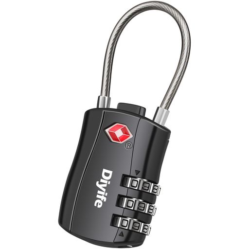 DiyifeTSAロック[ラゲッジタグ付き]南京錠3桁ダイヤル式ロックワイヤータイプ安心旅行用スーツケース海..