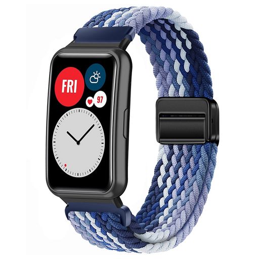 [ULIGADUO]交換用ベルトマルチカラーのナイロン編組マグネットクラスプForHUAWEIWATCHFITSpecialEditionスマートウォッチ対応(青空)