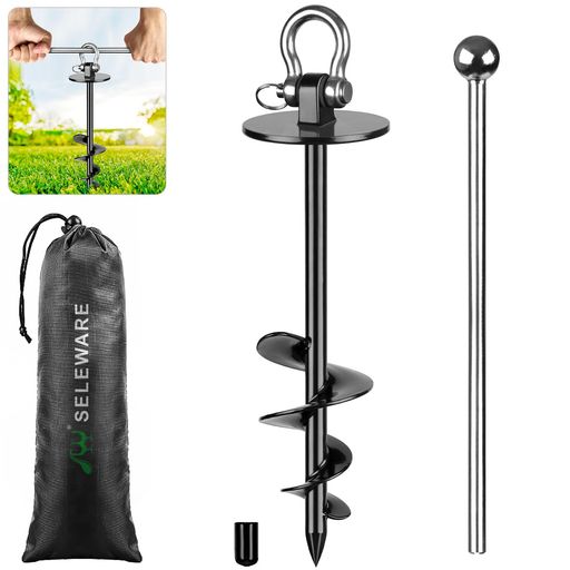 SELEWARE犬用タイアウトステークアウトドア防錆ドッグアンカー大型犬用最大220ポンド折りたたみ式犬用..
