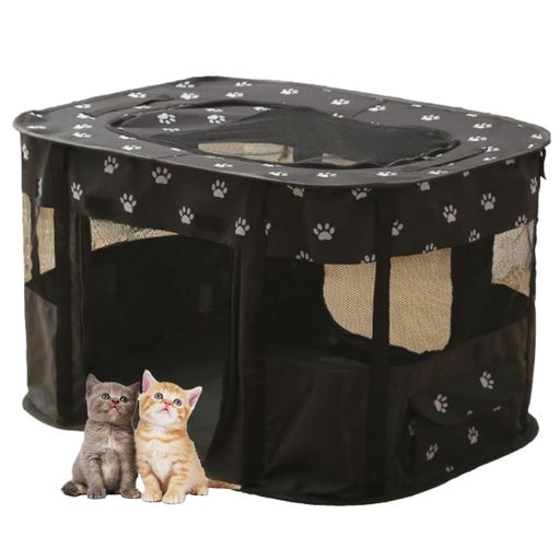 Benebomo長方形折りたたみ式ペットサークル収納バッグ付き猫犬用ケージ組み立て簡単屋根付きメッシュサ..