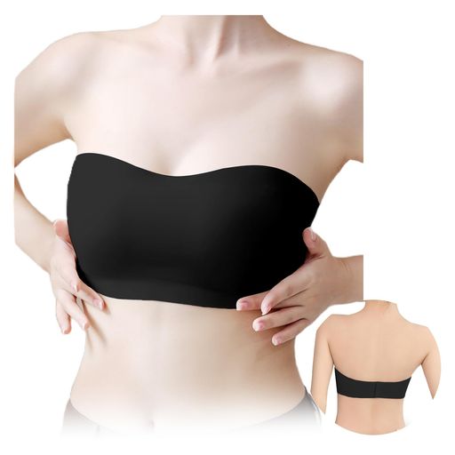 [ジアリメス]ストラップレスブラチューブトップノンワイヤー【ジャンプでもズレ落ちず美胸セクシー鎖骨..