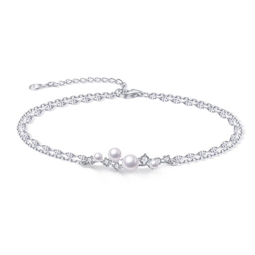 FH.bird結婚式ブレスレットレディースパールブランド金属アレルギー対応シルバー925ブレスレット真珠2連卒業式入学式シンプルbraceletwomen女性誕生日女性