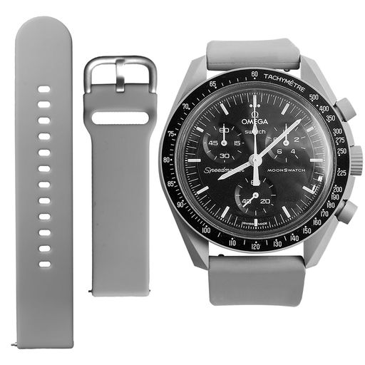 [Ocdin]20mm腕時計バンドOmegaXSwatchオメガとスウォッチスピードマスタームーンスウォッチ用シリコンベルト簡単交換男性と女性兼用腕時計ストラップ(月)