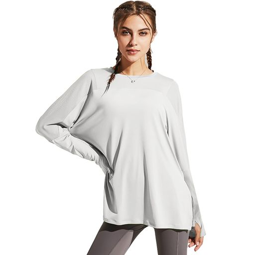 【ファッションデザイン】肩から腕にかけてシースルーメッシュ仕様で通気性も良好。指穴タイプなので、袖のズレを防ぐことが可能。お尻まで隠れる安心の丈で体型カバーができるトップス。サイドで結べるデザインになっているのでスタイルアップも期待できます...