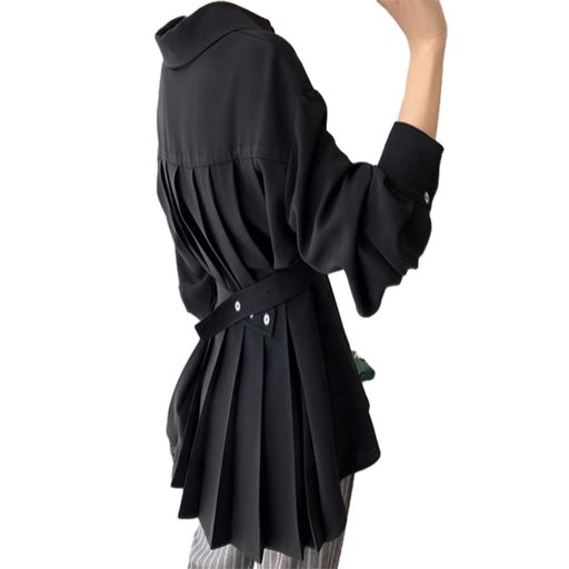 [JLBOCMGT]シャツレディースボタン付けブラウス長袖トップスシフォン前開き着痩せシンプルファッション..