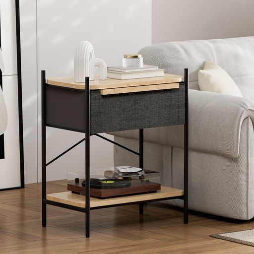 IKIFLY低めナイトテーブルベッドサイドテーブルチェストタンス収納収納棚付き布製ソファーサイドテーブ..