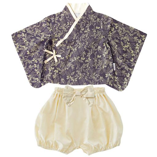 [SEIWARAKU]ベビー服袴ロンパース着物和装女の子男の子うさぎ柄花柄フォーマル赤ちゃんお宮参り百日祝初節句和服ロンパースカバーオール出産祝いベビー袴HF29(栗葉90)