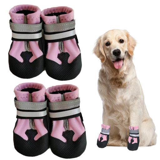 Kaseremy犬靴脱げない履かせやすい犬の靴散歩用滑り止め反射テープ付きソフトドッグシューズドッグブー..