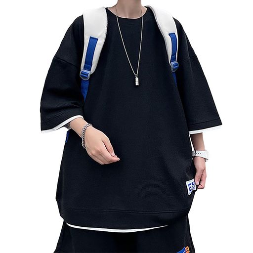 [Musgneer]夏セットアップメンズ大きいサイズスウェットジャージ半袖半ズボン上下セットTシャツショットパンツ2点セットスポーツウェアルームウェア部屋着夏服トレーニングスポーツおし…