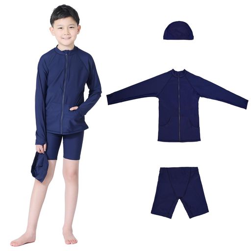 【セット内容】スクール水着3点セット・長袖ラッシュガード・ハーフパンツ・スイムキャップ子供用学校使用 【UPF】最高等級の『UPF50+』【4WAYストレッチ】縦、横、斜め、どんな方向にもよく伸びる。いろんな動きでもストレスなし。 【吸汗速乾】汗を吸収してすばやく発散、サラサラの肌触りが持続 【耐塩素加工】塩素消毒のプールの使用による生地の劣化を防ぐ 海水浴やプール、水陸両用なのでアウトドアや普段着としても大活躍!