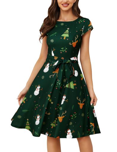 [ドレッシースター]クリスマスワンピースクリスマスパーティードレス50年代ロカビリーベルト付きchrist..